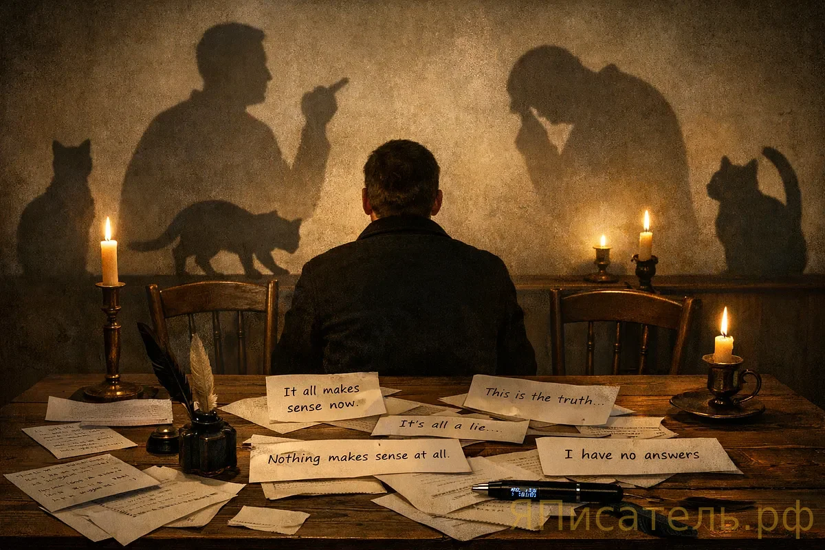 Одногласая полемика: персонаж спорит сам с собой