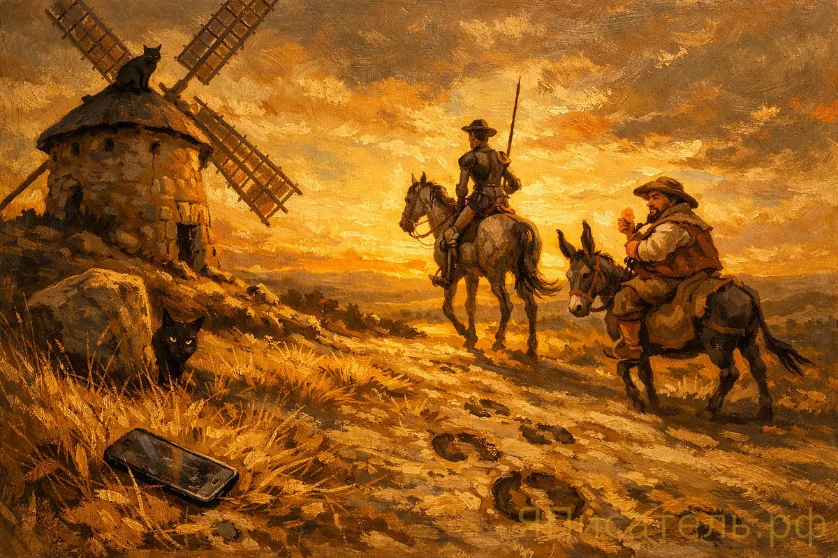 Глава LXXV, в которой ветряная мельница отвечает Дон Кихоту